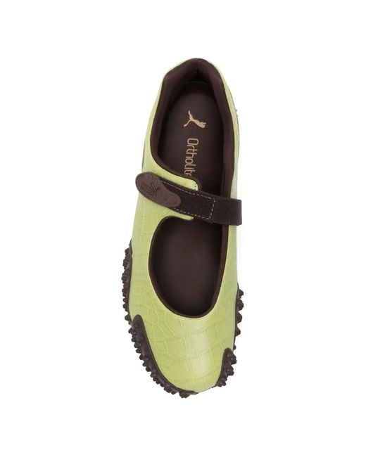 PUMA Green Mostro Fey Croc-Effect Sneakerinas