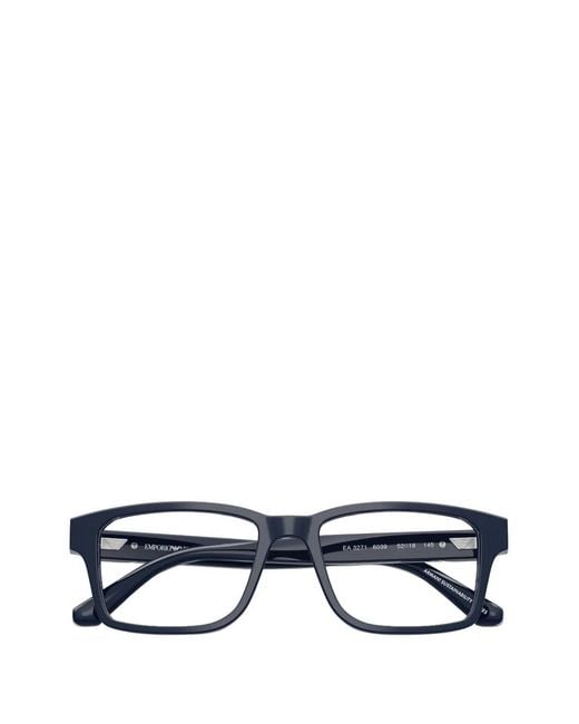 Emporio Armani Black Rectangle-Frame Glasses for men