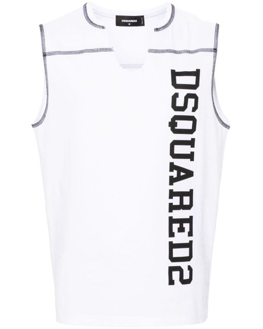 DSquared² White Logo-print Cotton Tank Top for men