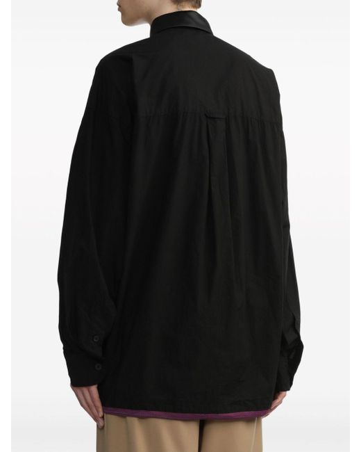 Kolor Black Striped-collar Cotton Shirt for men