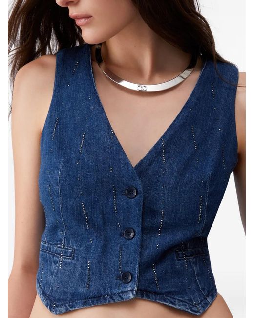 Liu Jo Blue Rhinestone Waistcoat