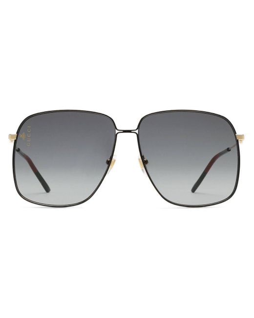 Rectangular-frame metal sunglasses di Gucci in Black