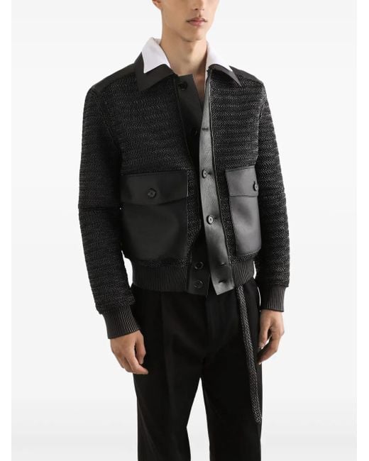 Dolce & Gabbana Black Interwoven-Design Jacket for men