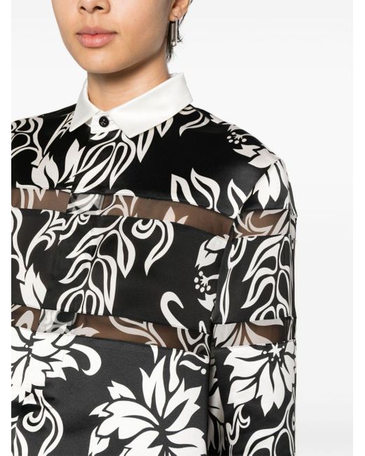 Sacai Black Floral-print Shirt