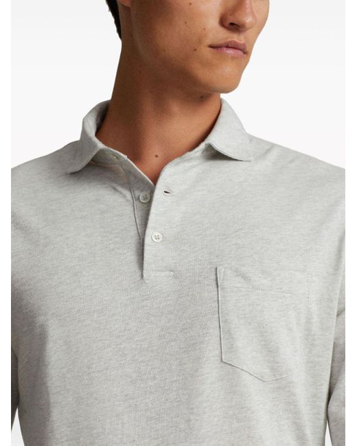 Polo Ralph Lauren White Mélange-effect Long-sleeve Polo Shirt for men