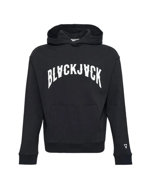 Black Jack Jewelry Blue Long-Sleeve Logo-Lettering Hoodie