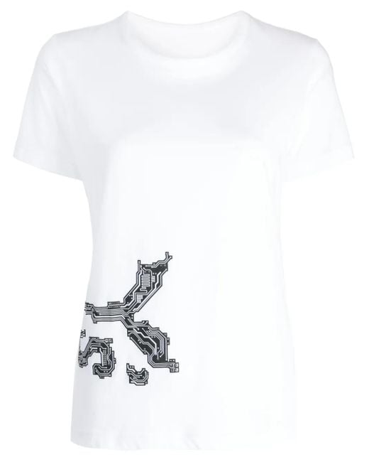 Y's Yohji Yamamoto White Graphic-Print Cotton T-Shirt
