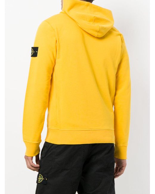 Stone Island Zip Up Hoodie in Yellow for Men | Lyst