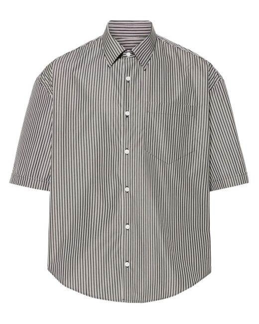 AMI Gray Striped Cotton Shirt for men