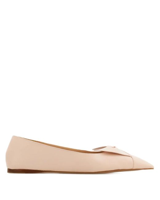 Ferragamo Natural Bow Leather Ballerina Shoes