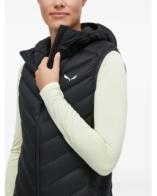 Salewa Blue Fanes Sarner Hooded Quilted-Pattern Gilet