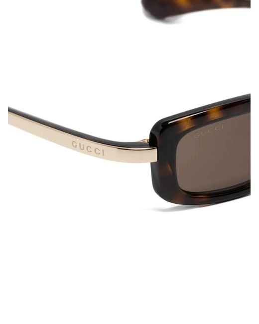 Gucci Brown Rectangle-Frame Sunglasses