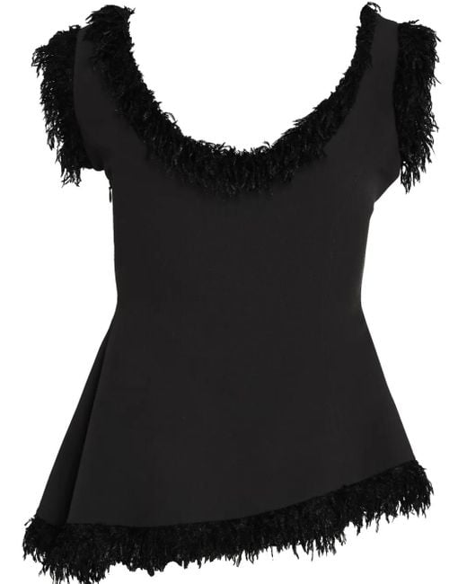 Gloria Coelho Black Fringed Top