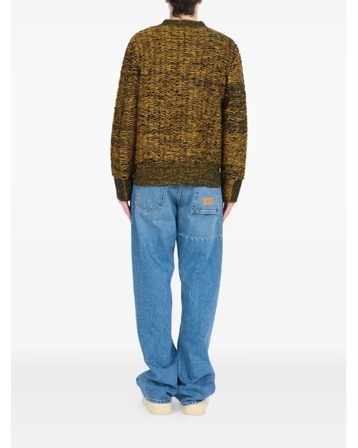 MM6 by Maison Margiela Green Textured Crew-Neck Sweater for men
