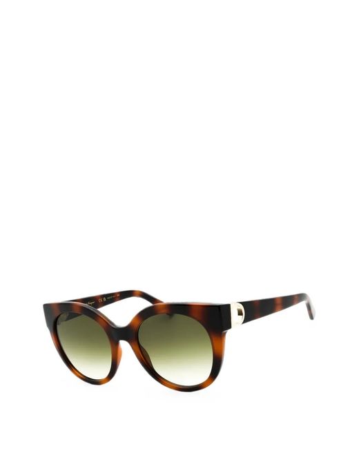 Ferragamo Green Tortoiseshell-Effect Round-Frame Sunglasses