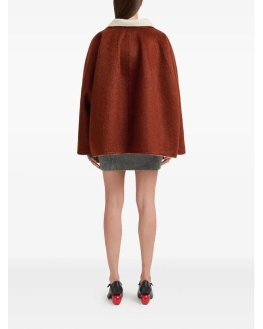 Marni Brown Contrast-Lapel Flared-Sleeves Jacket