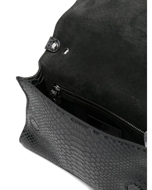 Vivienne Westwood Black Orb-Detail Snakeskin-Effect Shoulder Bag