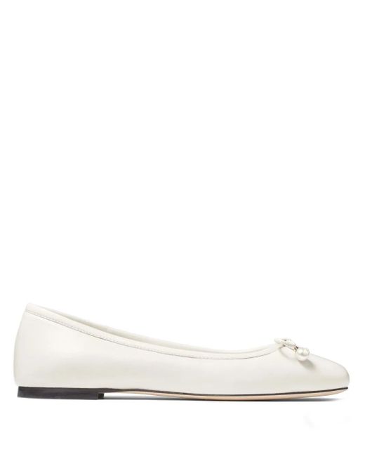 Jimmy Choo White Elme Leather Ballerina Shoes - Women's - Lambskin/calfskin/rubber
