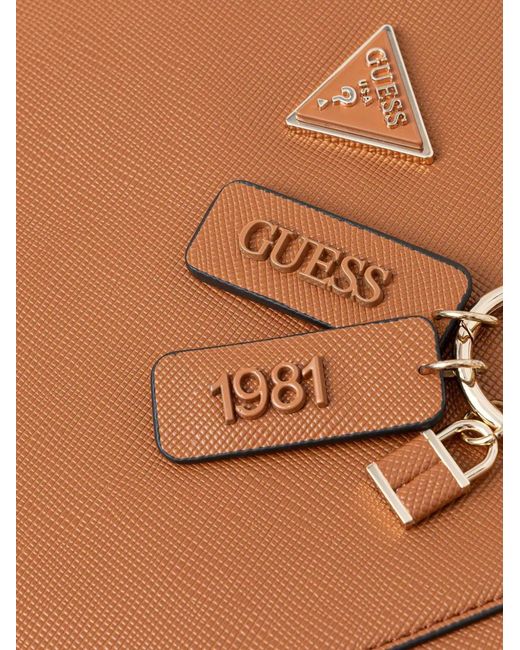 Guess Brown Noelle Ii Logo-Charm Tote Bag