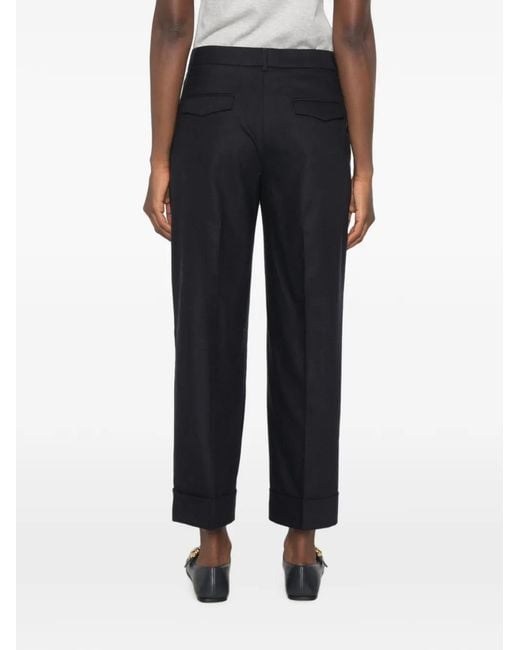 Peserico Black Pressed-Crease Turned-Up Trousers