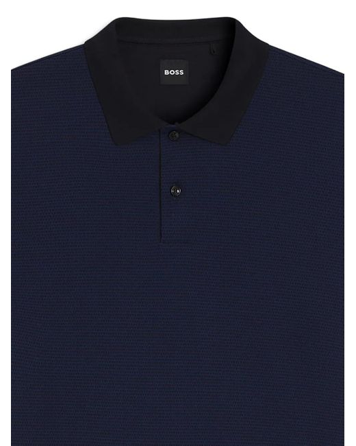 Boss Blue Textured Polo Shirt for men