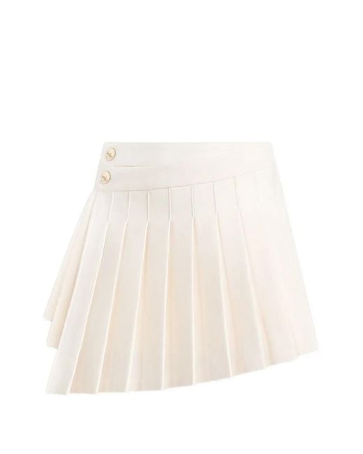 Manière De Voir White Joelle Asymmetric Pleated Mini Skirt