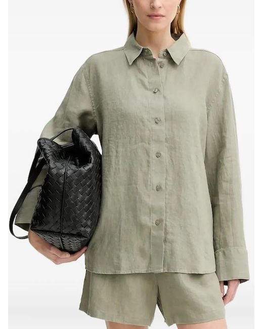 Samsøe & Samsøe Gray Button-Down Linen Shirt