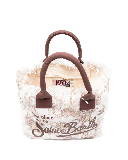 Mc2 Saint Barth White Vanity Logo-Print Tote Bag