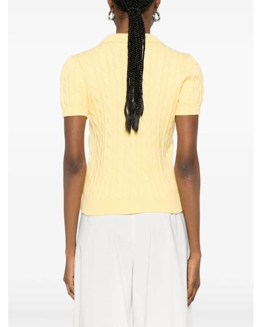 Ralph Lauren Yellow Natrissa Cable-Knit Polo Shirt