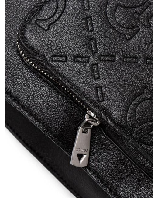 Guess Black Milano Logo-Embossed Quilted Tote Bag for men