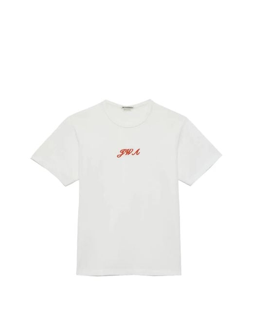 J.W. Anderson White Logo-Embroidered T-Shirt