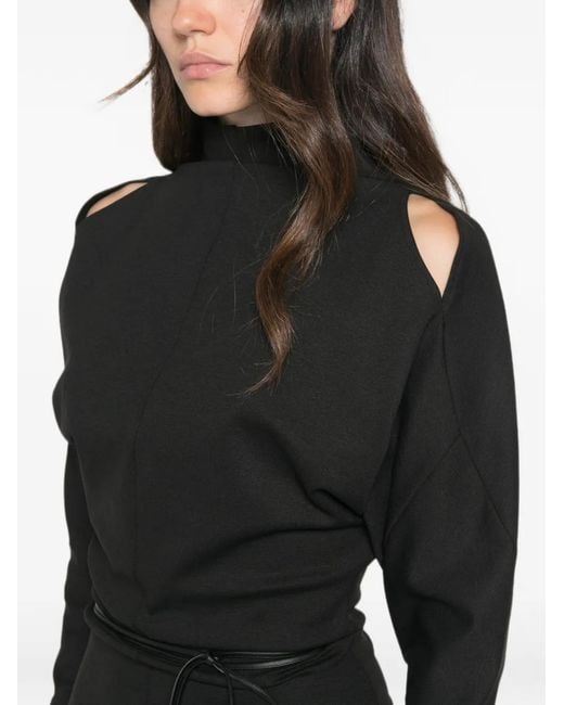 Patrizia Pepe Black Cut-Out-Shoulder Mini Dress