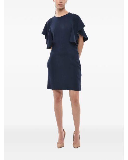 Stella McCartney Blue Mini Sheath Dress Lana With Ruffle Sleeves