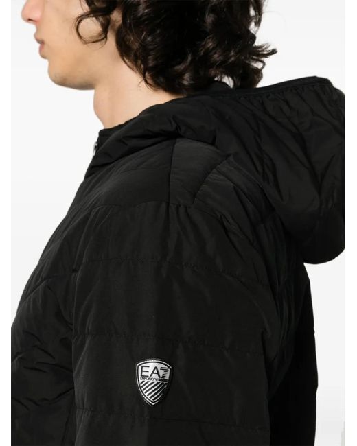 EA7 Gesteppte Kapuzenjacke in Black für Herren