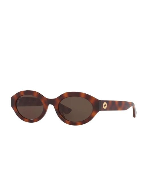 Gucci Brown Oval-Frame Sunglasses