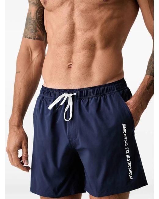 Marc O' Polo Blue Logo-Print Drawstring Swim Shorts for men