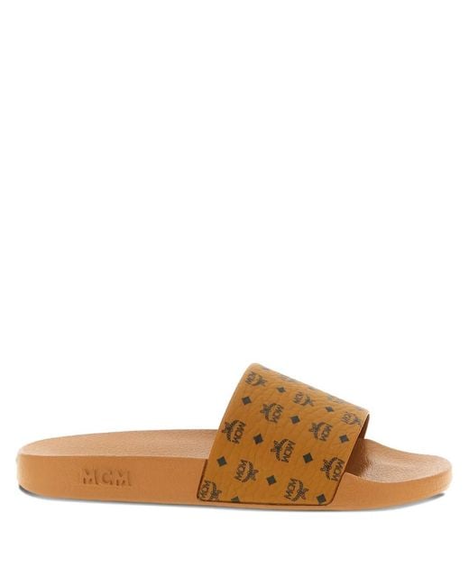 MCM Brown Monogram-Logo Slides