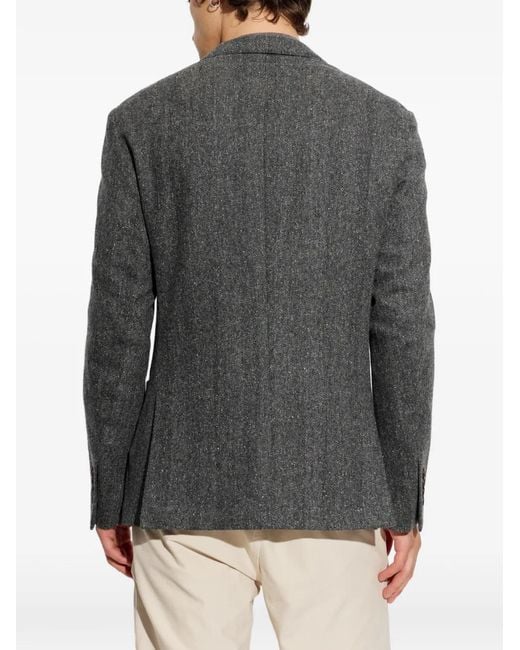 Eleventy Gray Herringbone-Pattern Blazer for men