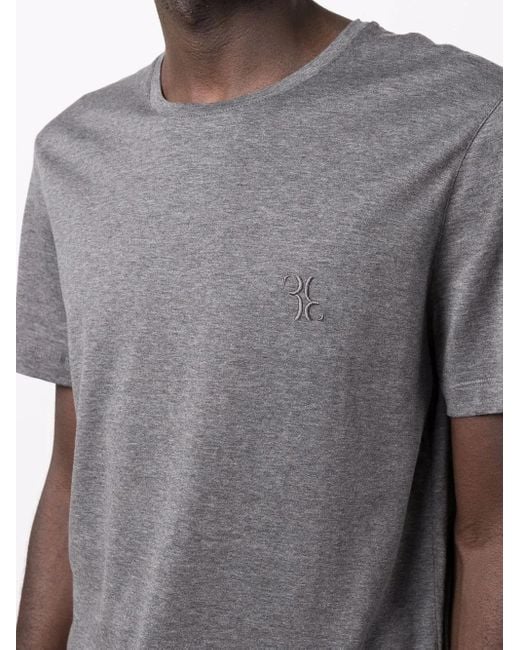 Billionaire Gray Embroidered-Logo T-Shirt for men