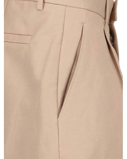 Zegna Natural Tailored Cotton Pants With Pleats for men