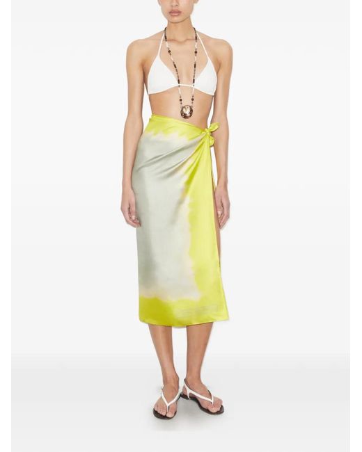 Tory Burch Yellow Tie-Dye Silk Square Scarf
