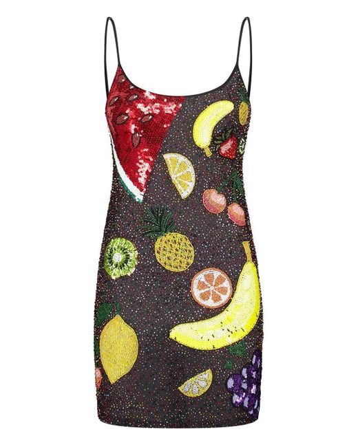 Leslie Amon Red Sequin Fruit Mini Dress