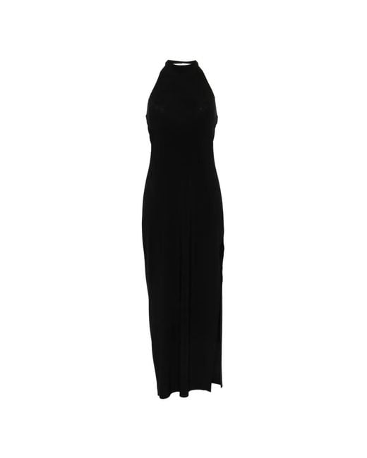 Norma Kamali Black Side Slit Long Dress