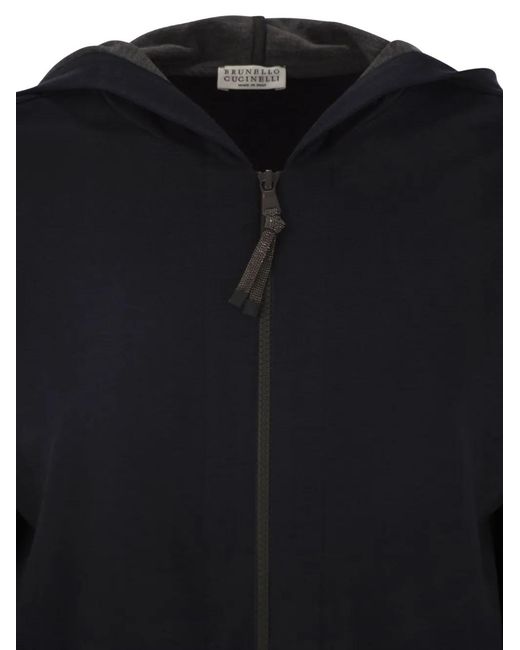 Brunello Cucinelli Black Precious Stripe Hoodie
