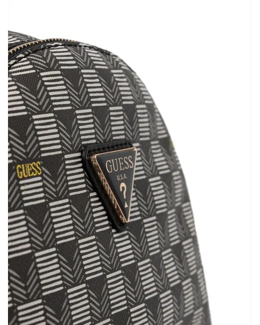 Guess Gray Follie Geometric-Pattern Zip Backpack