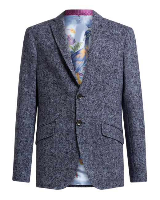 Etro Blue Wool Blazer for men
