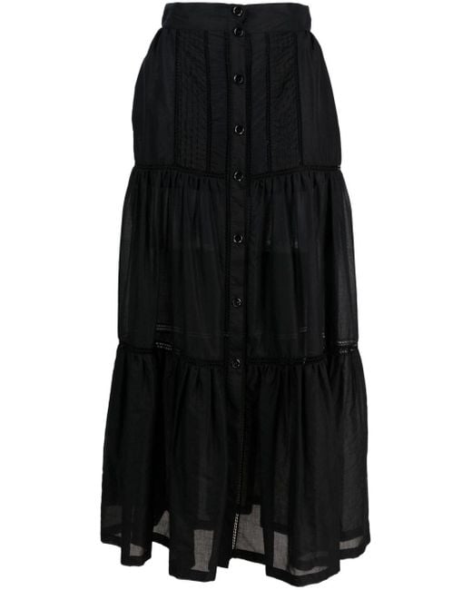Correspondentie meteoor Uittrekken Pinko Button-up Cotton Maxi Skirt in Black | Lyst