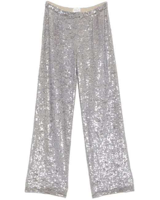 P.A.R.O.S.H. Gray Gong Sequined Trousers
