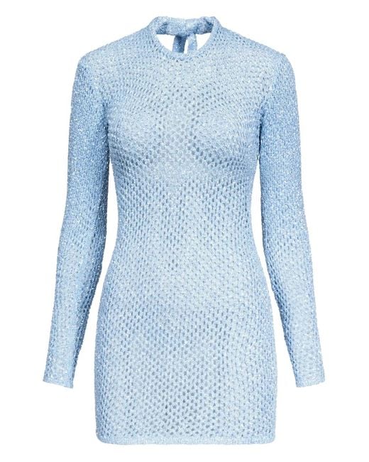 Area Blue Crochet Mini Dress