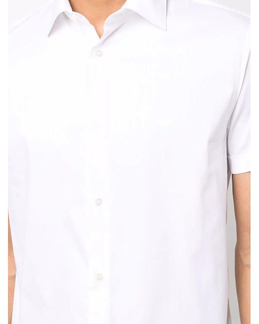 メンズ Emporio Armani ポプリン ショートスリーブシャツ White